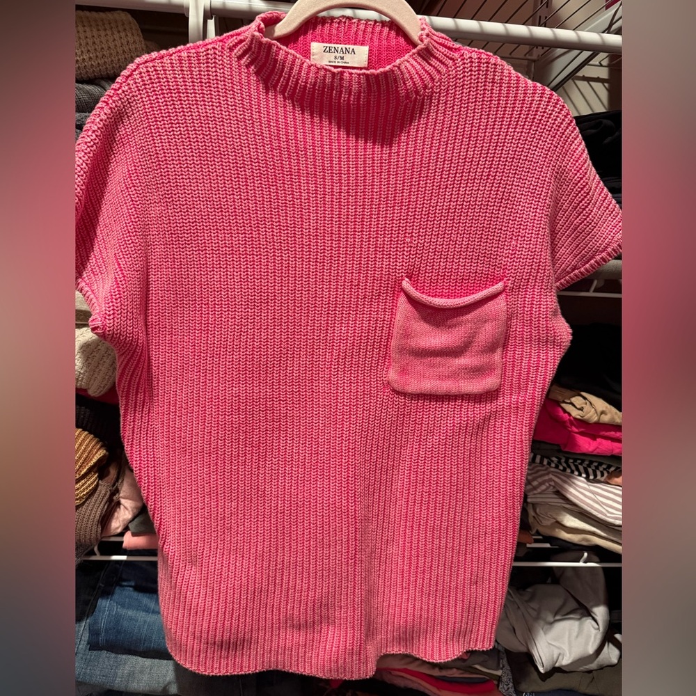 Zenana Magenta short sleeve sweater